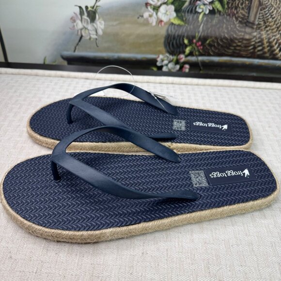 Frogg Toggs Mens Kuba Sandal Size 13 Navy Flip Flops With Jute Sole & Rubber - Picture 2 of 7